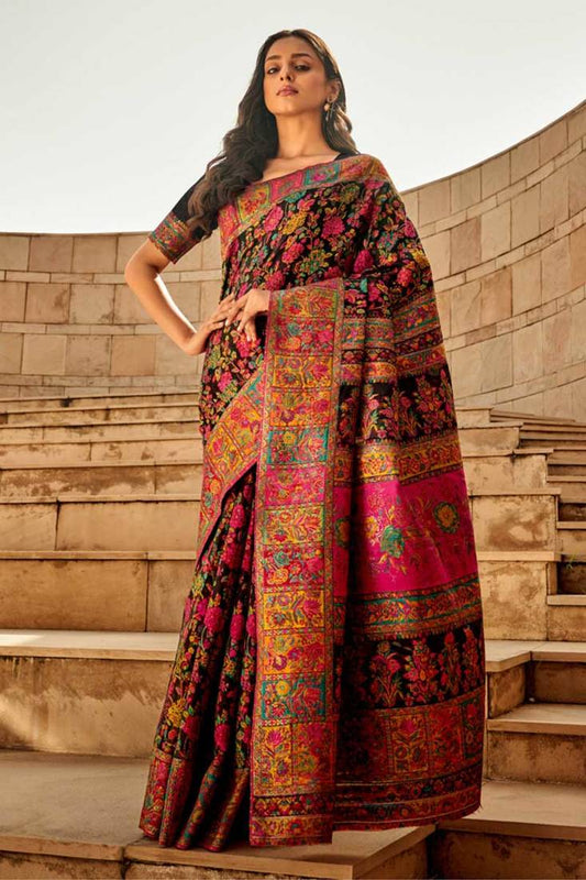 Pure Kashmiri Emporium Saree - Handwoven Pashmina Elegance